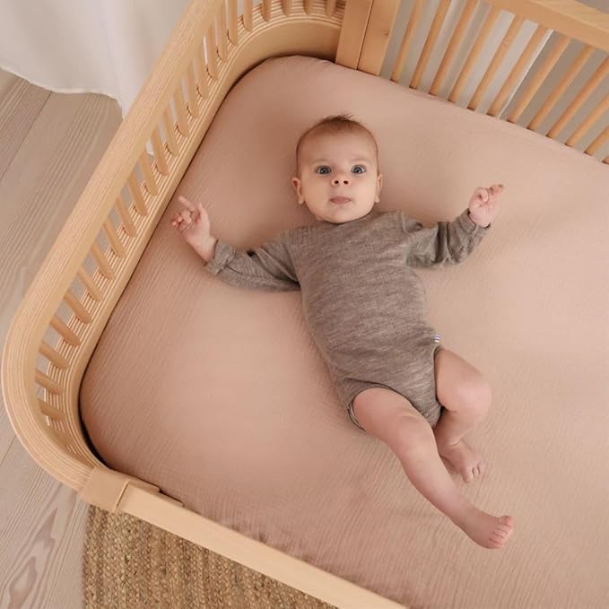 Denmark - Super Soft Muslin Mini Crib Sheets - 24'' x 38'' - 100% Organic Baby Crib Sheets for Boys and Girls (Blush)