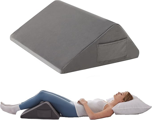Knee Wedge Pillow, Memory Foam Leg Pillow Bed Wedge for Sleeping, Wedge Pillow for Legs Post Surgery, Triangle Pillow Wedge for Knee Support, Leg Elevation, Knee Hip Back Pain Relief