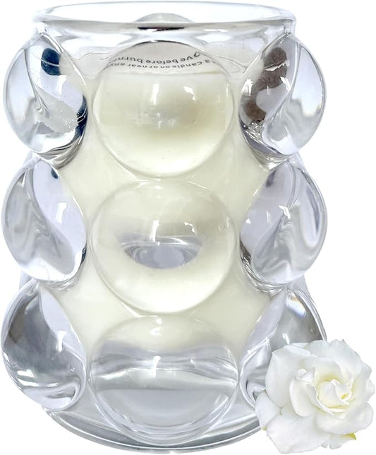 White Bubbles Glass Soy Wax Scented Candle, Aromatherapy Jar Candles for Home Scented or As a Christmas Holiday Candle Gift for Your Lover(Scents Gardenia/7OZ/40Hours Burning) ﻿