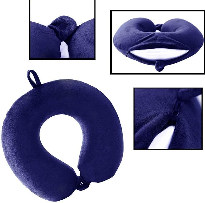 Travel Pillow - Memory Foam Neck Pillow Support Pillow,Luxury Compact & Lightweight Quick Pack for Camping,Sleeping Rest Cushion (Navy Blue)