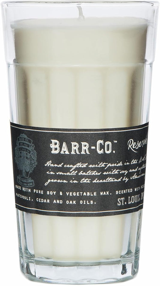 Barr-Co. Reserve Parfait Glass Candle, Earthy Scent, 120-Hour Long Burning Soy Wax Candle, Scented Candles for Home, Bathroom & Office, 10 oz