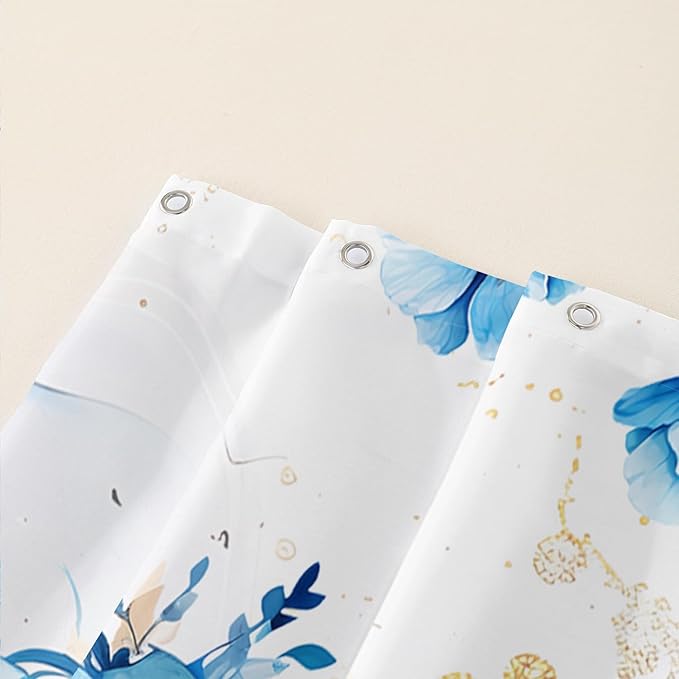 AILONEN Sugar Skull Blue Shower Curtain, Watercolor Floral Skull Octopus Printed Bath Curtain,Bathroom Waterproof Shower Curtain for Boys Girls 72" W x 78" H,with 12 Plastic Hooks