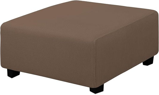 Easy-Going Stretch Square Ottoman Cover 40x40x15 inch Folding Storage Stool Furniture Protector Soft Rectangle slipcover with Elastic Bottom Brown