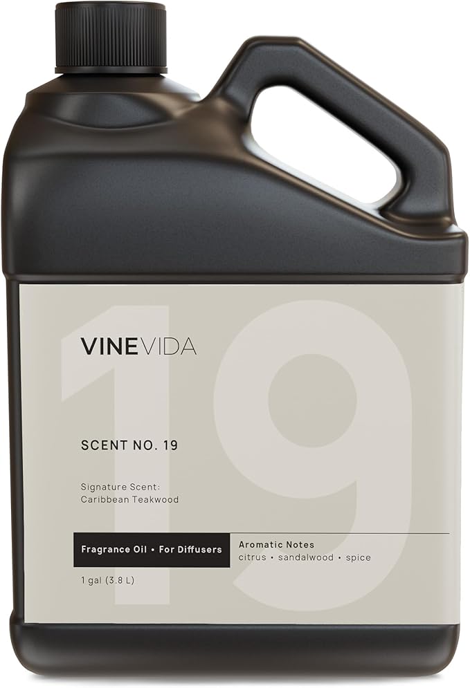 VINEVIDA [Gallon (128 Fl Oz)] Caribbean Teakwood Fragrance Oil for Cold Air Diffusers, Essential Oils for Diffuser Oil Refill & Air Freshener Room Spray