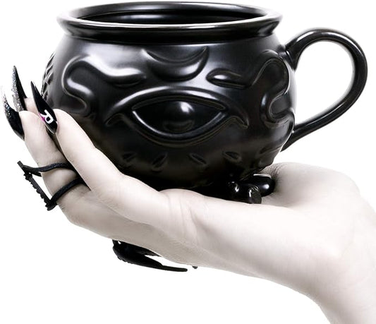 Rogue + Wolf Large Coffee Mug, Big Witch Cauldron Ceramic Mug, Witchcraft Coffee Cups, Ceramic Halloween Decor Spooky Coffee Mugs for Women Porcelain 3D Novelty Gothic Cup Goth Tea Witchy -14 oz 400ml