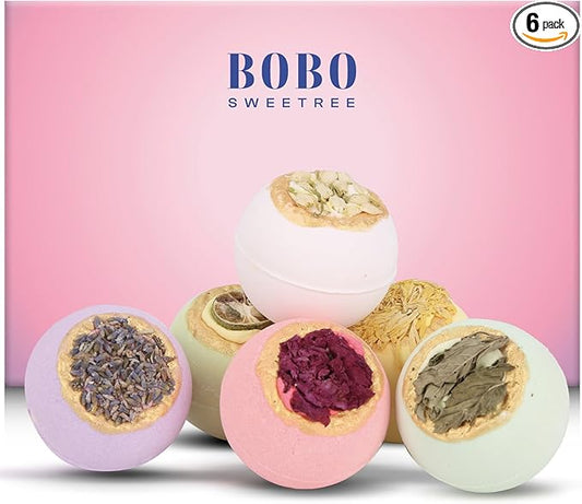 Bath Bombs for Women, 6 Fizzies Luxury Large Size with Real Flowers and Natural Organic Essential Oil, Self Care Gifts for Women, Mon, Daughter, Girlfriend, Kids,Pack of 6 (Multiple)