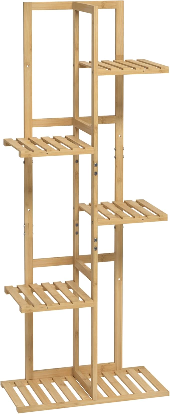 Laiensia Bamboo 5 Tier 6 Potted Plant Stand Rack Multiple Flower Pot Holder Shelf, Indoor&Outdoor Planter Display Shelves for Patio Garden, Living Room, Corner Balcony and Bedroom,Wood Color