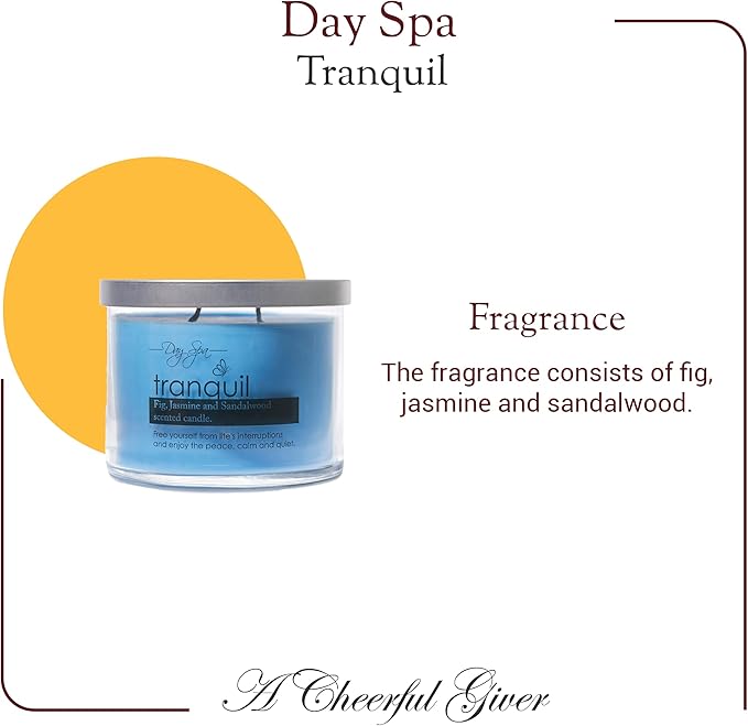 A Cheerful Giver Day Spa Tranquil Scented Candle - 11-Ounce Soy Candle with 55 hours Burn Time - Birthday Gift for Women