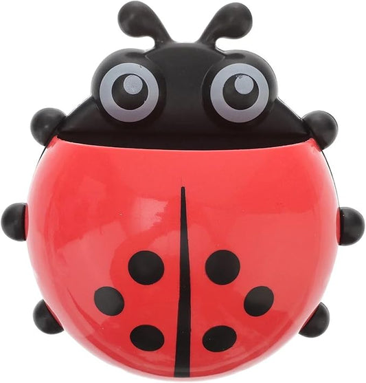 Red Toothbrush Holders,Cute Seven-Star Ladybug Toothbrush with Suction Cup No Drill Insect Shape Toothbrush Holder for Kids Bathroom Powerful Suckers Bathroom Accessories Holders and Dispensers