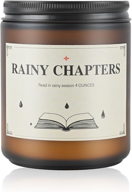 Rainy Chapters Scented Jar Candle - 100% Soy Wax Aromatherapy Candle with Juniper & Cedar Notes, Long-Lasting Fragrance for Home, Relaxation Romantic Ambience (4oz, 20-Hour Burn Time)