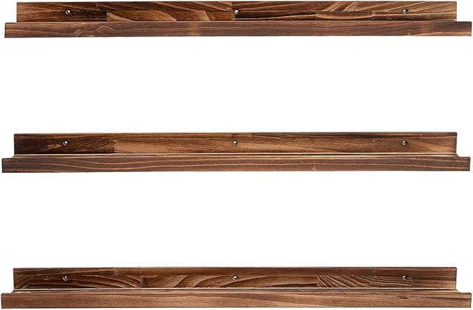 MBYD 36 Inch Floating Shelves for Wall Set of 3, Wall Mount Carbonized Black Picture Ledge Nursery Bookshelf for Bedroom, Living Room, Office, Kitchen, Set of 3 Same Dimensions