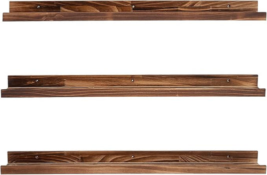 MBYD 36 Inch Floating Shelves for Wall Set of 3, Wall Mount Carbonized Black Picture Ledge Nursery Bookshelf for Bedroom, Living Room, Office, Kitchen, Set of 3 Same Dimensions