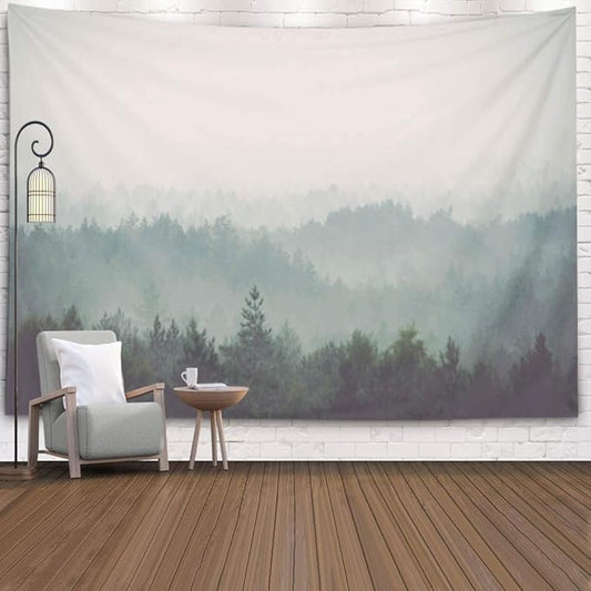 EMMTEEY Tapestry Wall Hanging, Tapestries Décor Living Room Bedroom for Home Inhouse by Printed 92.5X70.9 Inches for Panoramic View Misty Far Horizon Vintage Film Effect