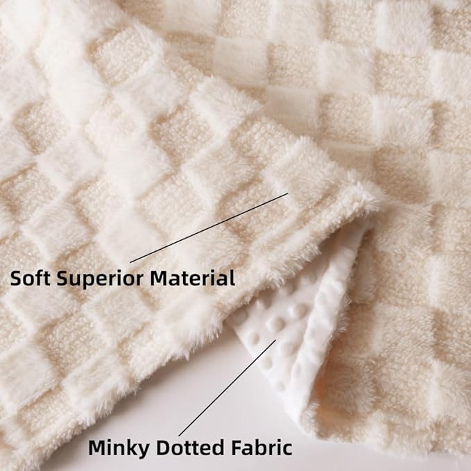 Soft Checkered Baby Blankets for Unisex Girls or Boys Breathable Gender Neutral Nursery Double Layer Blankets with Dotted Backing for Newborn Toddlers (30??X 40??