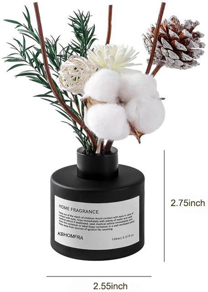 Reed Diffuser Set with Dried Flowers, 3.38fl.oz Fragrance Diffuser with Sticks, Scented Sticks Aroma Diffuser, Home & Office Décor for Air Fresheners, Bathroom (Osmanthus Longjing)