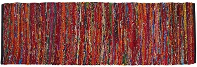 Rug Area Rugs Cotton 2x6 Ft Multicolour Chindi for Livingroom Bedroom Washable RagRug Reversible Farmhouse Kitchen RunnerRug Carpet Area Runner Mat for Hallway, Entryway 24x72 Inch