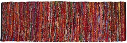 Rug Area Rugs Cotton 2x6 Ft Multicolour Chindi for Livingroom Bedroom Washable RagRug Reversible Farmhouse Kitchen RunnerRug Carpet Area Runner Mat for Hallway, Entryway 24x72 Inch