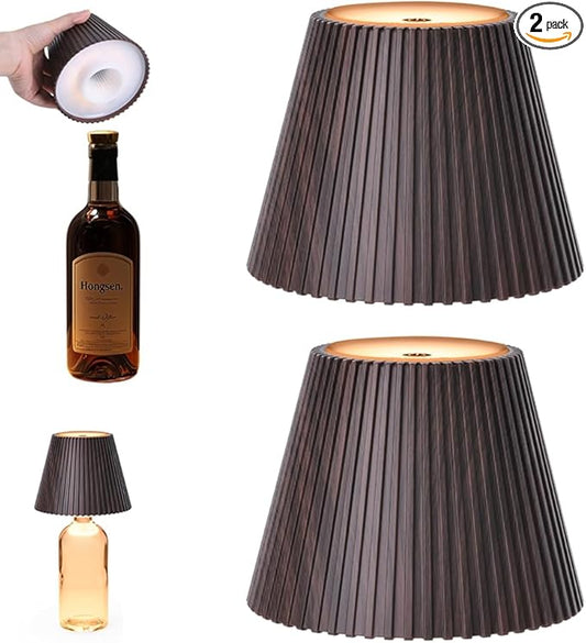 WILIT 2 Pack Wireless Bottle Lamp, 3-Level Brightness Cordless Table Lamp Shades, Rechargeable Battery Operated Lamp for Bedroom, Living Room, Kitchen Counter Light, Gifts for Women