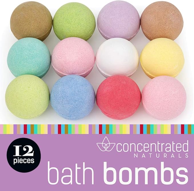 Bath Bomb Set Chic Luxury Gift Box Set of Scented Fizzy Spa Bath Ball Bombs for Relaxing & Energizing | Moisturizing w/Shea Butter | Pretty Pastel Variety Pack | 12 Count