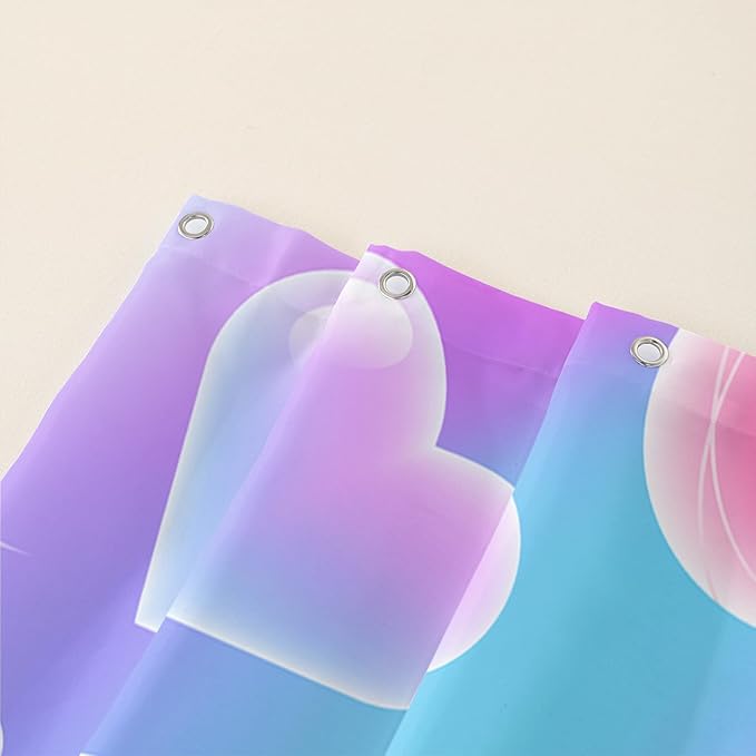 AILONEN Girls Unicorn Shower Curtain for Bathroom, Pink Hearts Rainbow Unicorn Bath Curtain,Cute Unicorn Kids Shower Curtain 72" W*84" H Polyester Waterproof Bathroom Curtain with 12 Hooks