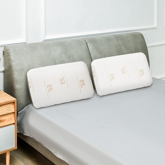 Royalisneeo 100% Talalay Latex Pillow, Soft, Foam Rubber Pillow Helps Relieve Pressure,Best Gift with Removable Cotton Cover for Back, Stomach and Side Sleepers（Queen）