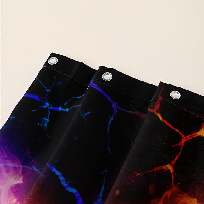 AILONEN Rose Shower Curtain for Bathroom,Purple Red Flame Fire Rose Hearts Print Bath Curtain,Modern Print Decoration Waterproof Shower Curtain with 12 Plastic Hooks, 72" W*96" H