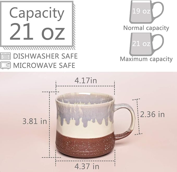 Bosmarlin Large Ceramic Coffee Mug, Big Tea Cup, 7 Colors to Choose, 21 Oz, Dishwasher and Microwave Safe, 1 PCS (Red)