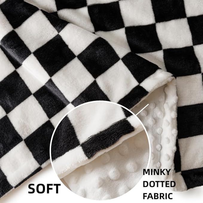 Soft Checkered Baby Blankets for Unisex Girls or Boys Breathable Gender Neutral Nursery Double Layer Blankets with Dotted Backing for Newborn Toddlers (30??X 40??