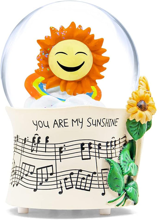 Sunflower Music Box Sunshine Gift, Birthday Anniversary Christmas Mother Day Snow Globe Gift for Mom Grandma Daughter Wife Girlfriend Women, Sunflower with Light Play You are My Sunshine