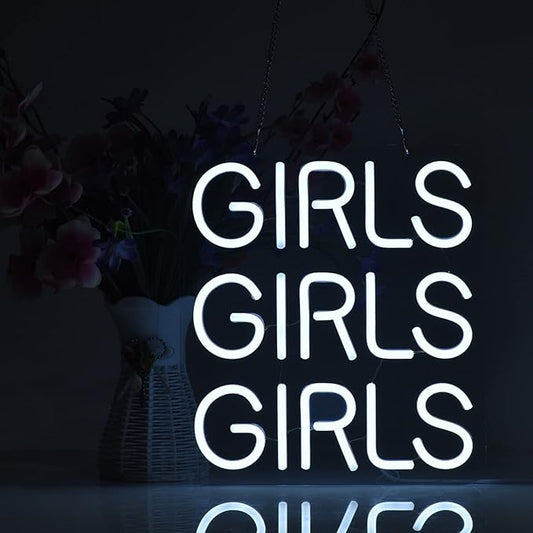 Neon Signs Girls Beer Bar Home Art Neon Light LED Neon Lights Sign with Dimmer for Bedroom Office Hotel Pub Cafe Recreation Room Man Cave Wall Sign Decor(White)