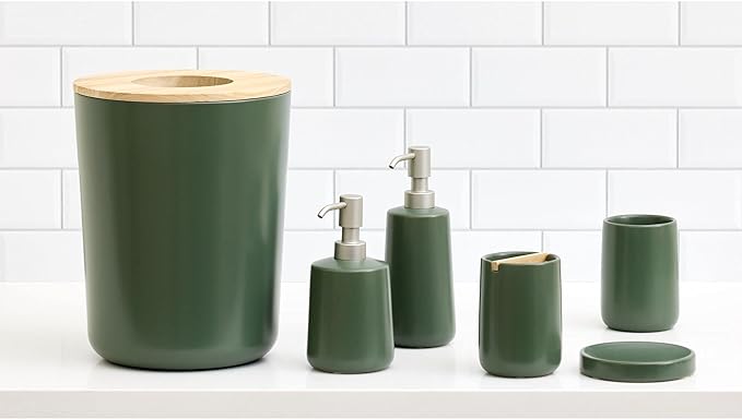 iDesign Ceramic Earth Collection Ceramic Bar Soap Dish, Moss