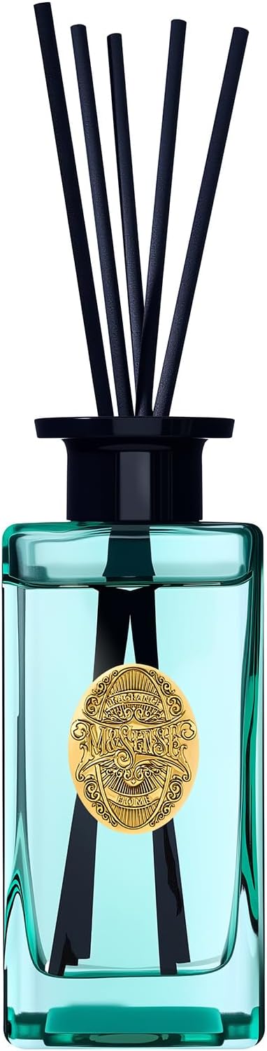 M&SENSE 10.14 oz Large Reed Diffuser | SEA Island Cotton Scent Oil Diffuser with Sticks |Long Lasting Non-Toxic Essential Oil |Reed Diffuser for Bathroom Shelf Decor