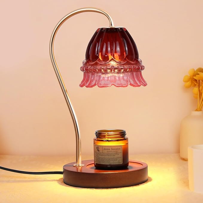 Candle Warmer Lamp with Timer Electric Candle Warmer Lamp Adjustable Height Candle Warmer Dimmable Wax Warmer Lamp Jar Candles with 2 Bulbs for Home Decor & Office
