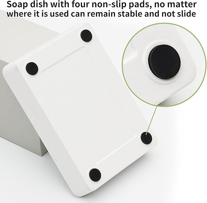 Bamboo Soap Dishes for Shower Wooden Soap Bar Holder for Bathroom Soap Tray Easy to Clean, Durable and with Non-Slip Pads(Single White Smiley face)
