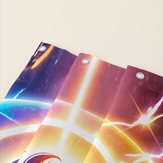 AILONEN 3D Lion Shower Curtain for Bathroom,Gold Halo Lightning Lion Printed Bath Curtain,Boys Teen Kids Running Lion Decoration Shower Curtain Waterproof 72" W*84" H