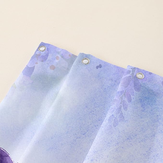 AILONEN Watercolor Dolphin Shower Curtain, Cute Dolphin Lavender Flower Bath Curtain,Modern Minimalist Purple Waterproof Fabric Shower Curtain Set with Hooks 36" W*72" H