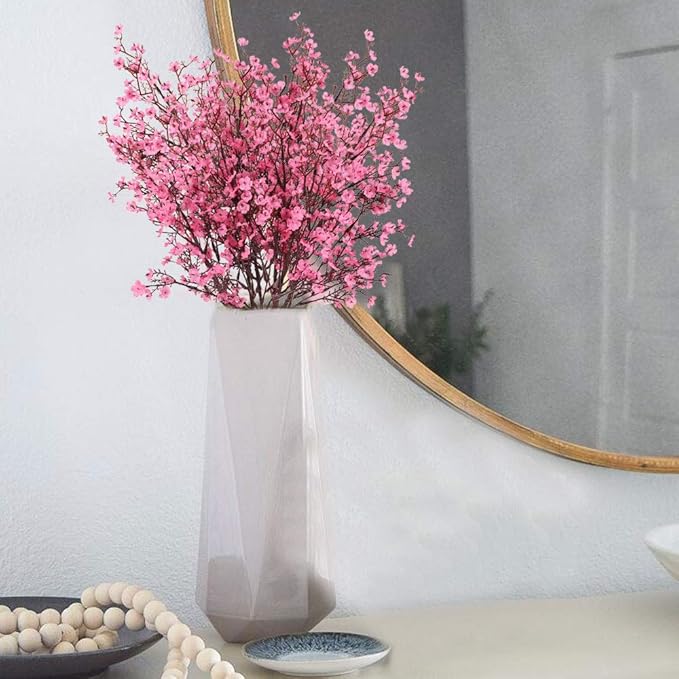 AILANDA 6 Bundles Artificial Flowers Gypsophila Bouquets Pink Spring Floral Arrangements Baby Breath Bush Real Touch Silk Floral for Wedding Table Centerpieces Party Home Garden Farmhouse