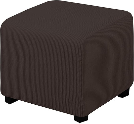 Easy-Going Stretch Ottoman Cover Folding Storage Stool Furniture Protector Soft slipcover with Elastic Bottom (X-Small,Chocolate)
