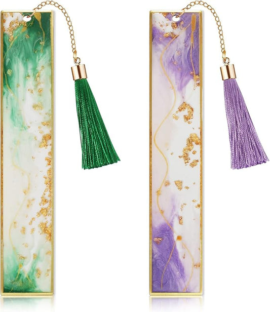 Bookmarks for Women, Kaluofan 2PCS Book Marks for Book for Women, Durable Handmade Resin Bookmarks, Perfect Gift for Mothers Teachers Students and Book Lovers on Mother's Day Teachers'Day Christmas
