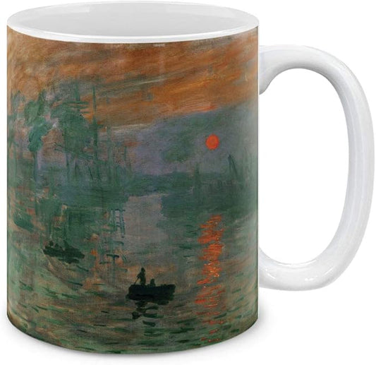 MUGBREW Classic Art Claude Monet Impression Sunrise Ceramic Coffee Mug Tea Cup, 11 OZ