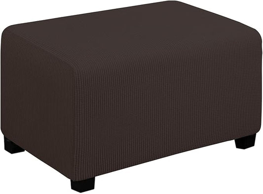 Easy-Going Stretch Ottoman Cover Folding Storage Stool Furniture Protector Soft Rectangle slipcover with Elastic Bottom(Ottoman Small,Chocolate)