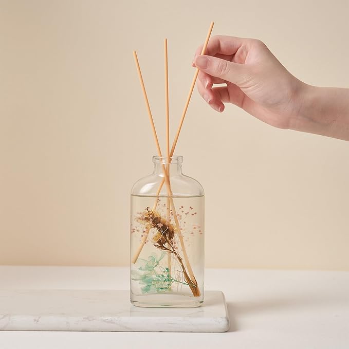 COCORRÍNA Reed Diffuser - Water Lily 5.41 oz Flower Reed Diffuser Set with Sticks, Bedroom Bathroom Shelf Decor (Scented Blooms Collection)