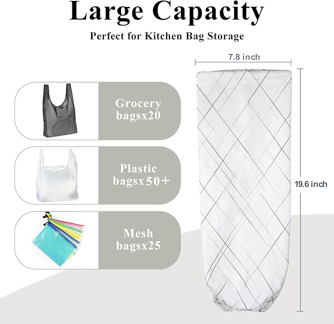 TOGETRUE Plastic Bag Holder, Wall Mount Plastic Bag Organizer Dispenser, Heavy Duty Grocery Bag Storage Holder for Home Kitchen Camper