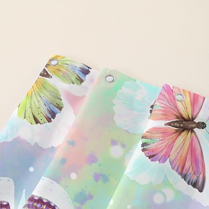 AILONEN Butterfly Shower Curtain,Rainbow Butterfly Bath Curtain,Modern Tie Dye Butterfly Art Decorative Shower Curtain with 12 Plastic Hooks (Kids/Girls/Women/Teen/) 72" W*84" H