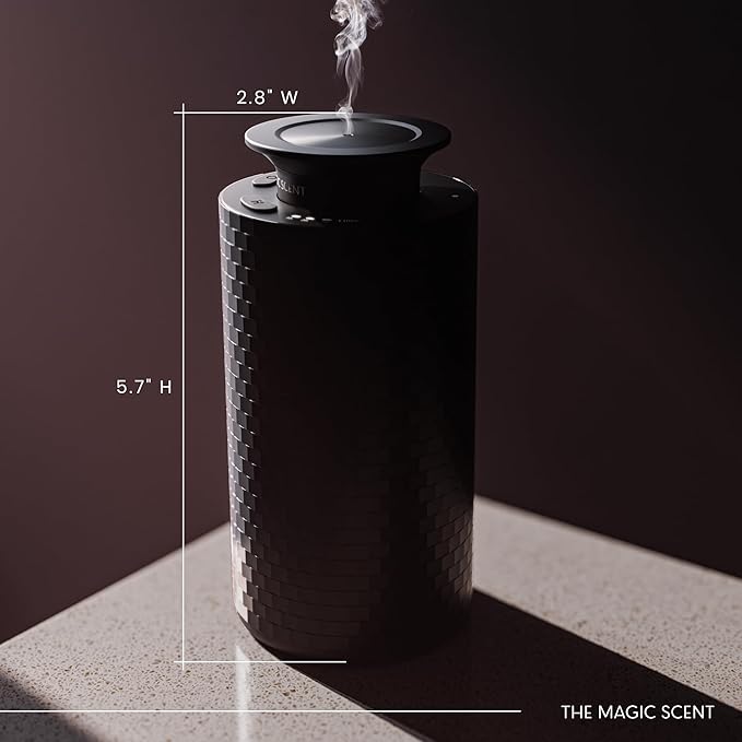 Mini USB Car Diffuser - Waterless Scent Machine for Home & On-The-Go - Intensity Control & Timer - Waterless Oil Diffuser - Rechargeable Car Air Freshener Diffuser up to 400 sq. ft.