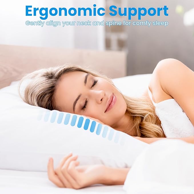 Bed pillows for sleeping, Down alternative pillows,White,Microfiber filled, King pillow set of 2,20 x 36 Inches,Super soft,Hotel collection,King size pillows for back,stomach or side sleepers