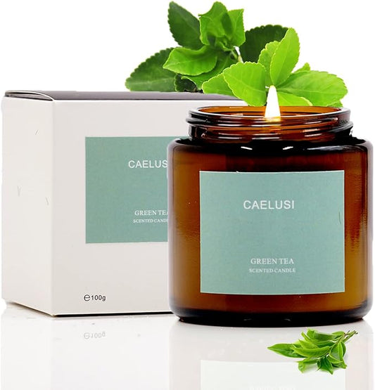 Candles for Home Scented Aromatherapy Candles Natural Soy Wax Candles Gifts for Women/Men Premium Candle with Essential Oils Long Lasting Amber Jar Candles(Vanilla Green Tea 1 Jar 8.5 oz)