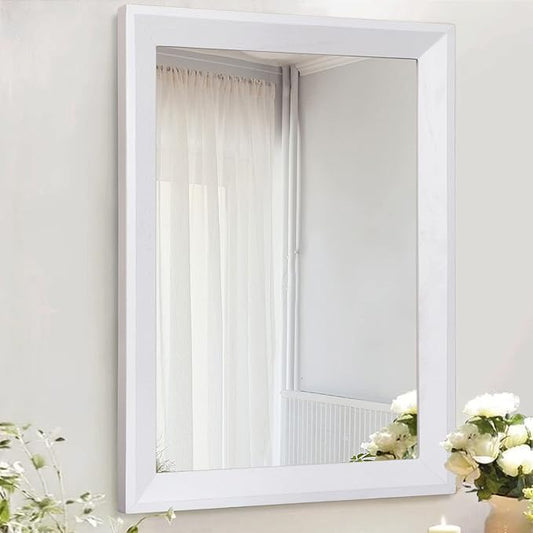 AAZZKANG Rectangular Wall Mirror Decorative Wood Framed Mirrors for Farmhouse Bedroom Bathroom Living Room Entryway Hanging Home Decor Small