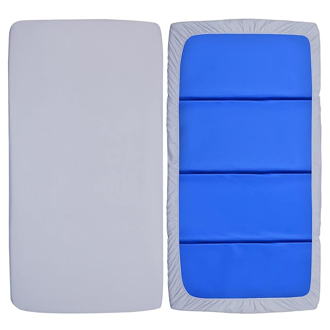 Sheet 2 Pack, 24" x 48" x 4" Fitted Elastic Corners Preschool Day Care Rest Nap Mat Cover, Soft & Breathable Baby Sheets for Regalo My Cot Portable Toddler Bed and Joovy Travel Cot, Gray