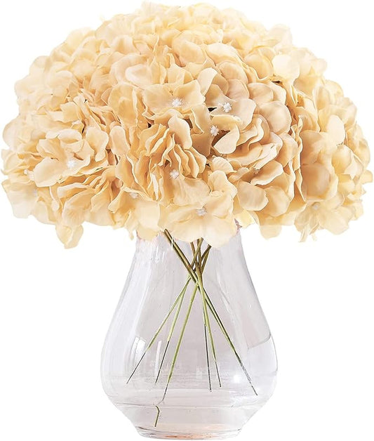 Silk Hydrangea Heads Artificial Flowers Heads with Stems for Home Wedding Decor,Pack of 10